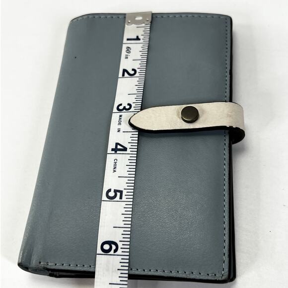 Dusty Blue Genuine Leather Slim Wallet - Picture 3 of 6